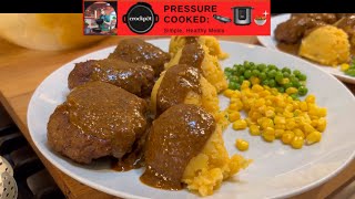 Crockpot Express Salisbury Steak Sweet Potato Mash and Veg [upl. by Aikenat777]