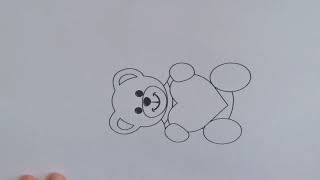 Instructions for drawing a teddy bear with a yellow heart in the middle and red limbs [upl. by Faso397]