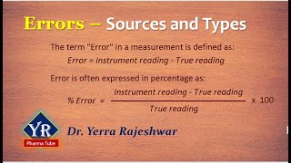 Errors  Sources amp Types  Sources of Errors  Types of Errors  YR Pharma Tube  DrYerra Rajeshwar [upl. by Notreb]