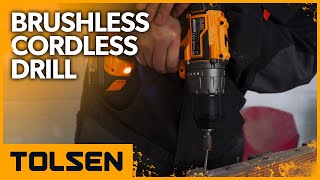 TOLSEN 20V Cordless Drill Brushless Drill with 2 Batteries and Fast Charger [upl. by Enram]