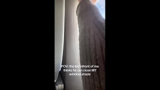 Airplane passenger battles for window shade control [upl. by Willabella]