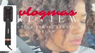 vlogmas 2022  amikanyc 2in1 Straightening Blow Dryer Brush Review  Sandy Esprit [upl. by Aninaj]