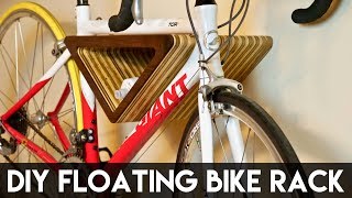 DIY Floating WallMounted Bike Rack  How To Build  Woodworking [upl. by Shayna]