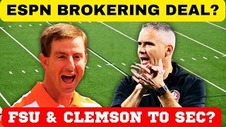 ESPN BROKERING A DEAL FLORIDA STATE FOOTBALL amp CLEMSON FOOTBALL TO SEC TENNESSEE FOOTBALL [upl. by Leiad]