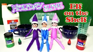 Purple amp Pink Elf on the Shelf  Blue Elf Brings Red amp Green DIY Holiday Slime Day 13 [upl. by Krilov]