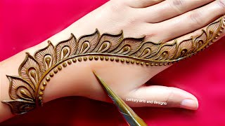 Very beautiful stylish back hand mehndi design  easy mehndi design  mehndi ka design  mehndi [upl. by Annabell]