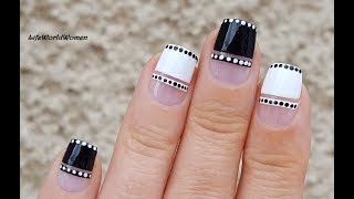 BLACK amp WHITE NAIL ART With Scotch Tape In Negative Space Design [upl. by Secnarfyram382]