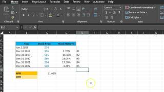 Holding Period Return on a Stock Intuition and Example in Excel [upl. by Ketti]