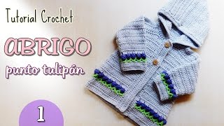 Abrigo niñas con capuchaPunto tulipan 13 [upl. by Rianon]