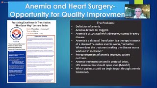 Anemia Treatment Pre Cardiac Surgery A Tremendous Opportunity [upl. by Esekram]