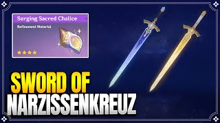 How to get Sword of Narzissenkreuz  Refinement Material Surging Sacred Chalice 【Genshin Impact】 [upl. by Myrilla]