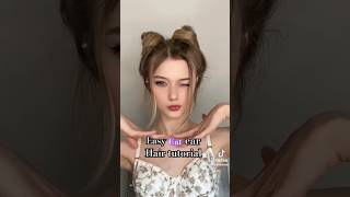 Easy cat ear hair tutorial 😻🐈Hope you guys like it 😍 hairstyle hair easyhairstyle shorts [upl. by Wawro332]