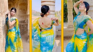 Beautiful Stylish Saree Back Look  Backless Saree Video  Low Waist Backless Saree saree [upl. by Landre]