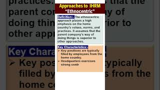 Ethnocentric Approaches to IHRM shorts [upl. by Kenyon]