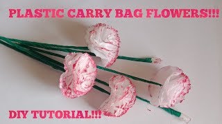 Thin plastic carry bag carnation flower making  Reuse idea with polythene bags [upl. by Daza]