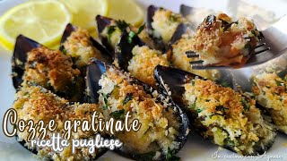 COZZE GRATINATE alla TARANTINA  facili e veloci RICETTA PUGLIESE cozze al gratin COZZE ARRAGANATE [upl. by Brott]