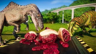 Spinoraptor Vs Metriacanthosaurus Vs Indoraptor Vs Polacanthus  Jurassic World Evolution [upl. by Ennoid389]