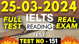 IELTS Reading Test 2024 with Answers  25032024  Test No  151 [upl. by Annaihr511]