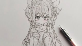 Easy Anime Drawing  How to draw anime girl  Anime Girl Art [upl. by Anerys]