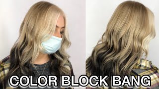 Color Block Bang  Blonde on Blonde Haircolor  How to Double Process Hair  Maxine Glynn [upl. by Ballou]