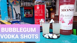 EASY vodka shots recipe with monin bubblegum syrup make at home get party started bubblegum shooters [upl. by Hedvah]