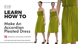 CLO 3D Tutorial Accordian Pleats Dress [upl. by Shulamith923]