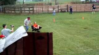 Blindfolded Wheelbarrow Racing at Hillbilly Olympics [upl. by Peria]