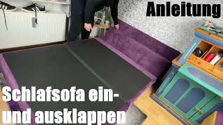 Schlaf Sofa ein und ausklappen  Schlafsofa zum Bett ausziehen  Schlafplatz vergrößern Anleitung [upl. by Amaris]