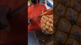 Street fruit cutting fruitninja indianstreetfood fruit pineapple hygiene india [upl. by Ravo]