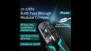 ProsKit RJ45 Pass through Modular Crimper CP376TN crimper 468P unshieldedampshieldedPlugs RJ45 [upl. by Corydon72]