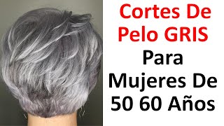 Mejores Cortes De Pelo Para Cabello GRIS Para Mujeres Mayores De 50 60 [upl. by Aivato231]