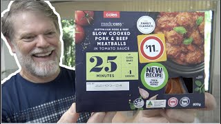 Coles Made Easy Pork and Beef Meatballs Taste Test  Recipe [upl. by Kihtrak]