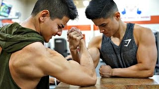 Arm Wrestling Challenge  Twins VS Halen [upl. by Beltran]