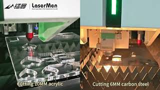 LaserMen LM1530CF fiber laser cutting machine for Carbon steel stainless steel acrylic plywood [upl. by Mlohsihc]