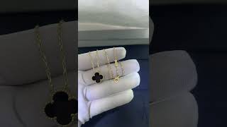 Custom Made Van Cleef Arpels Vintage Alhambra Necklace 18K Yellow Gold Onyx Stone [upl. by Nomzaj230]