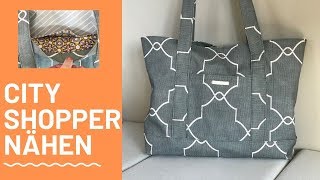 👜 Tasche nähen  DIY TOTE BAG  mit Innenfutter  mit Außen  Innentaschen einfache Nähanleitung [upl. by Htes]