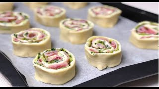 GIRELLE di PASTA SFOGLIA zucchine e prosciutto cotto IDEA APERITIVO Puff Pastry ans Zucchini Ideas [upl. by Sussna]