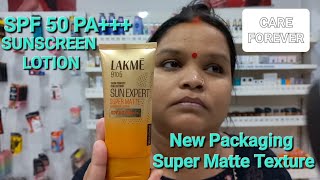 LAKME 9TO5 SUN EXPERT SUPER MATTE SUNSCREEN LOTION SPF 50 PA REVIEW [upl. by Anestassia]