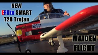 NEW EFlite T28 Trojan 12m 4S power BNF Basic with Smart Maiden flight [upl. by Eng]