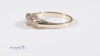 1ct diamond ring 14k yellow gold 3 stone [upl. by Hildegaard]