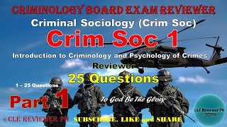 CRIM SOC 1  Part 1  Criminology Board Exam Reviewer  CLE Reviewer PH [upl. by Torrell786]