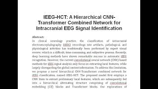 IEEG HCT A Hierarchical CNN Transformer Combined Network for Intracranial EEG Signal Identification [upl. by Junna]