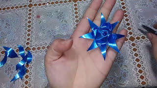 How to make blue flowers with plastic ribbon [upl. by Cioban]