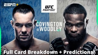 UFC FIGHT NIGHT COVINGTON VS WOODLEY FULL CARD BREAKDOWN  PREDICTIONS [upl. by Kcinemod]