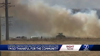 Farmers firefighters help put out Lincoln brush fire [upl. by Ylyl]