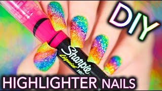 DIY Sparkly Highlighter Rainbow nails [upl. by Euhc553]