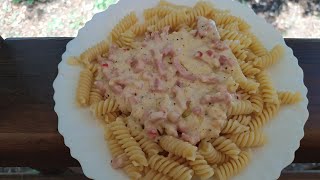 Pâtes a la carbonara pâtes carbonara lardons delicious video [upl. by Yemerej110]