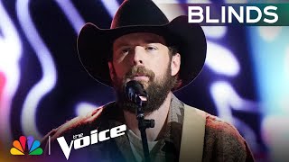 Father of Four Jake Tankersleys Zach Bryan Cover Gets a FourChair Turn  The Voice Blind Auditions [upl. by Ativad]