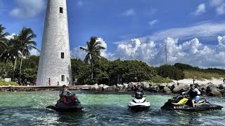 Miami  Key Biscayne  Stiltsville  Fowey Rocks Lighthouse  74 Mile PWC JetSki Ride [upl. by Aieka86]