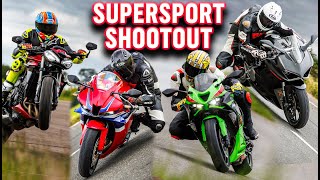 Supersport is back 2024 CBR600RR vs ZX6R vs Panigale V2 vs Street Triple RS  MCN Test [upl. by Annahsohs463]